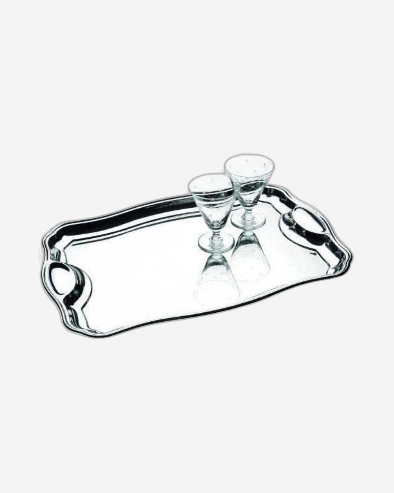 صينية ترامونتينا برازيل الكلاسيكية مستطيلة الشكل من الفولاذ المقاوم للصدأ بمقابض، مقاس 42×29 سم