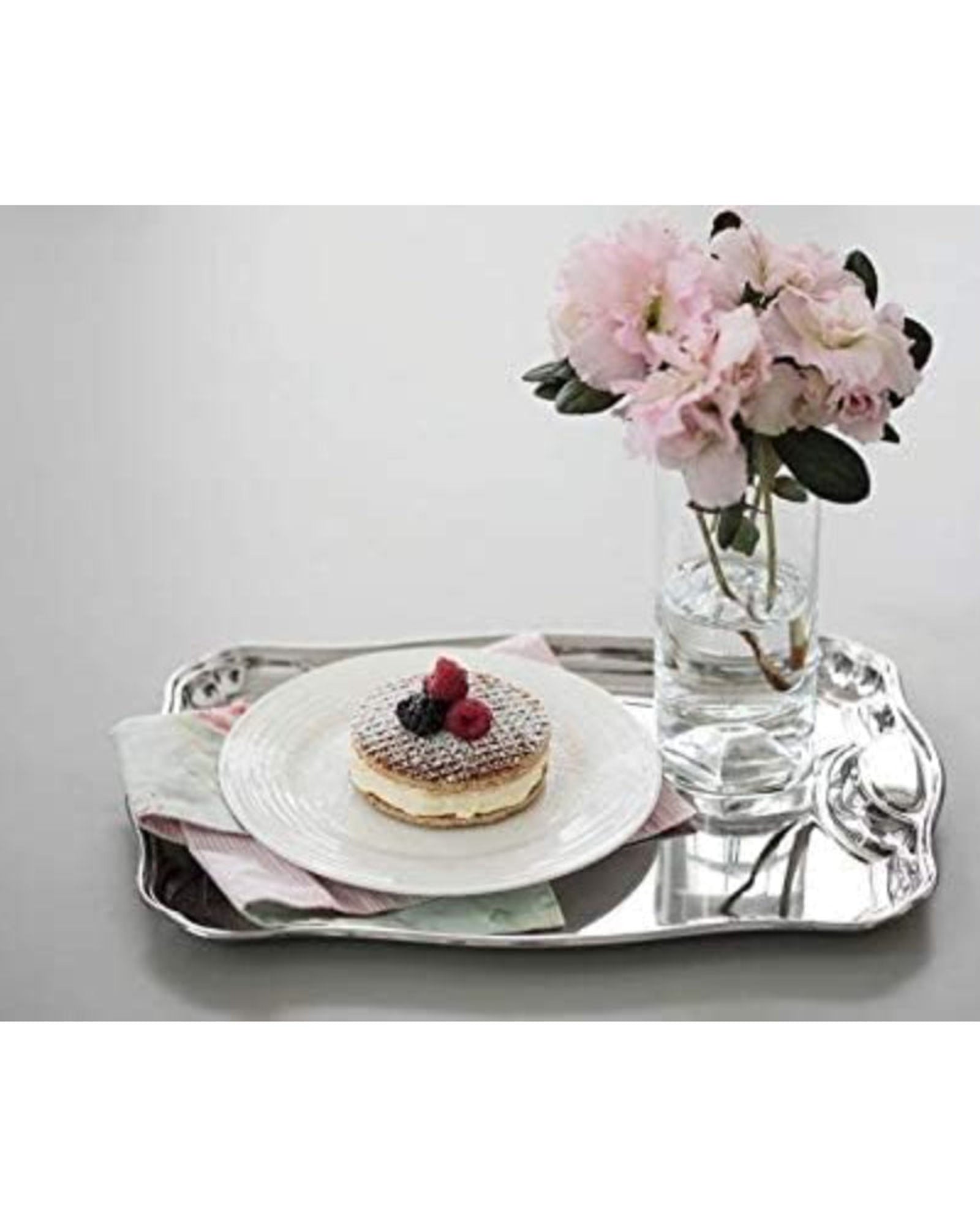 صينية ترامونتينا برازيل الكلاسيكية مستطيلة الشكل من الفولاذ المقاوم للصدأ بمقابض، مقاس 49×34 سم