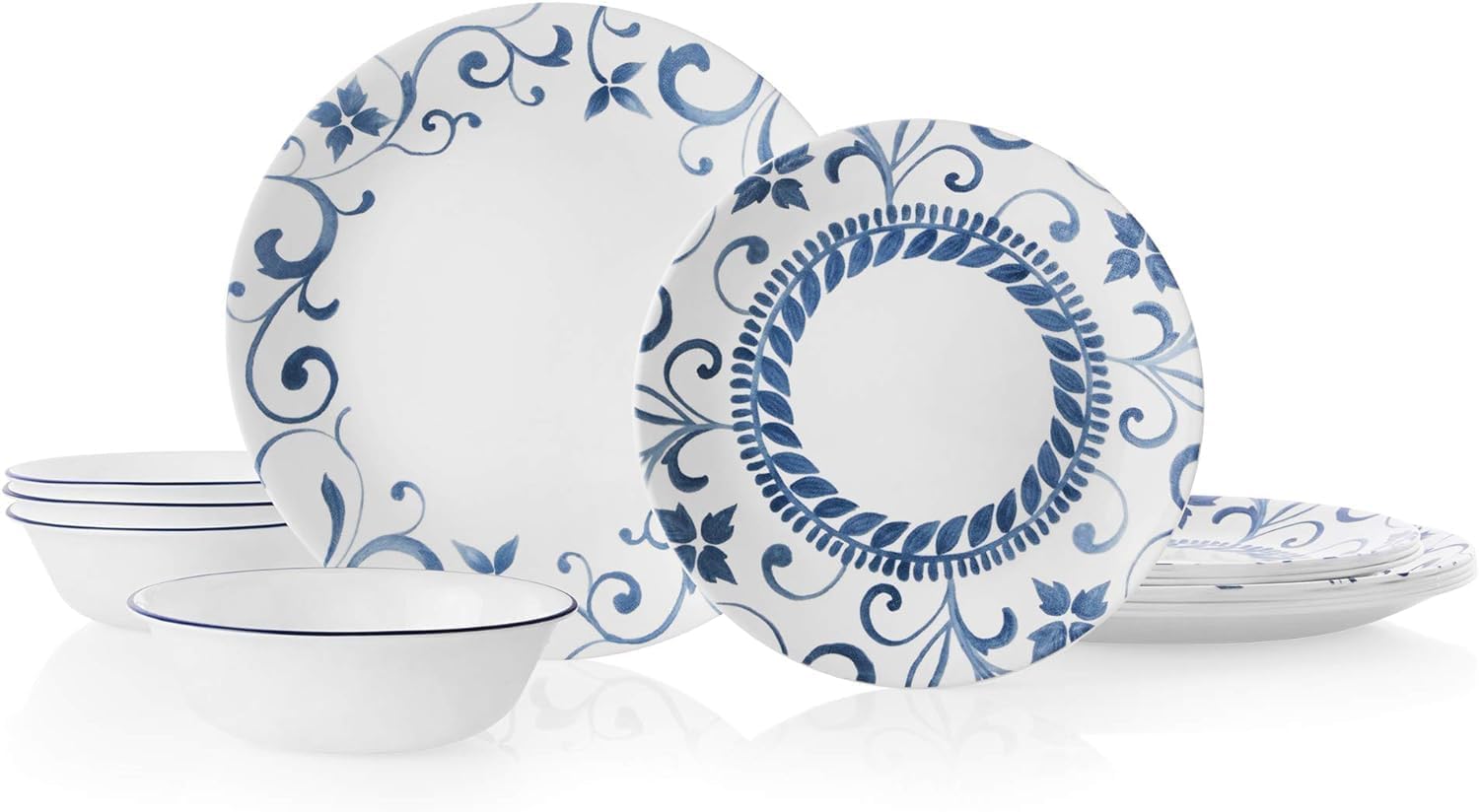Corelle 12-Piece Chip Resistant Classic Collection Dinnerware Set, Artemis 1X12 (1138861)