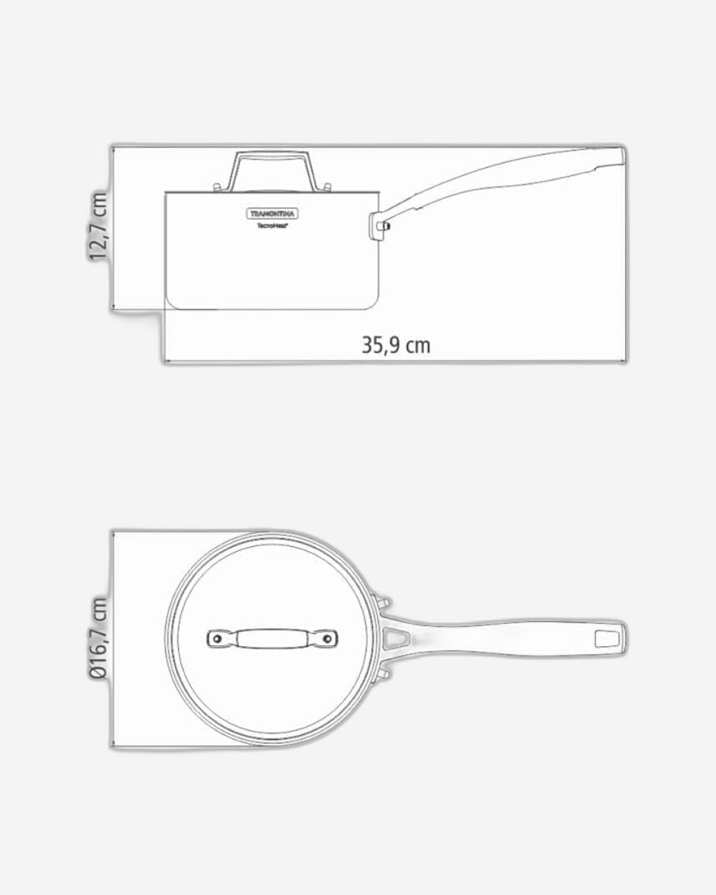 قدر ترامونتينا برازيل جرانو 16 سم 1.7 لتر من الفولاذ المقاوم للصدأ مع هيكل ثلاثي الطبقات