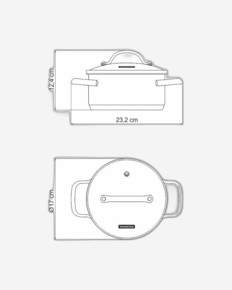 ترامونتينا برازيل أونا 16 سم 1.4 لتر طاجن ضحل من الفولاذ المقاوم للصدأ مع قاع ثلاثي الطبقات