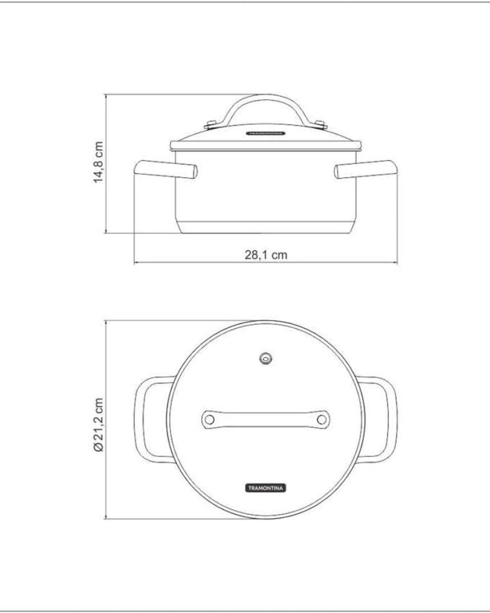 ترامونتينا برازيل أونا 20 سم 2.9 لتر طاجن ضحل من الفولاذ المقاوم للصدأ مع قاع ثلاثي الطبقات