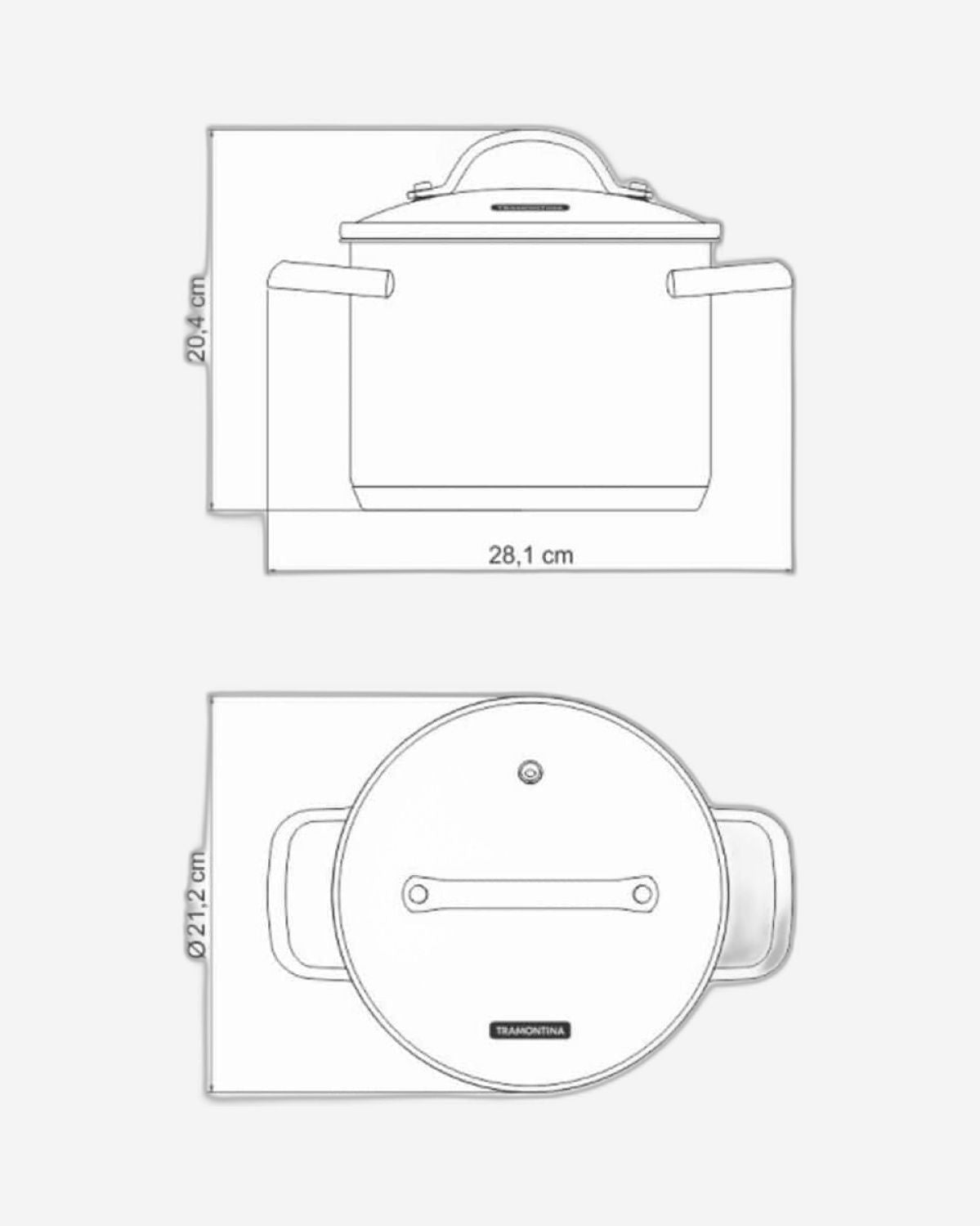 قدر طهي ترامونتينا برازيل أونا 20 سم 4.6 لتر من الفولاذ المقاوم للصدأ مع قاعدة ثلاثية الطبقات