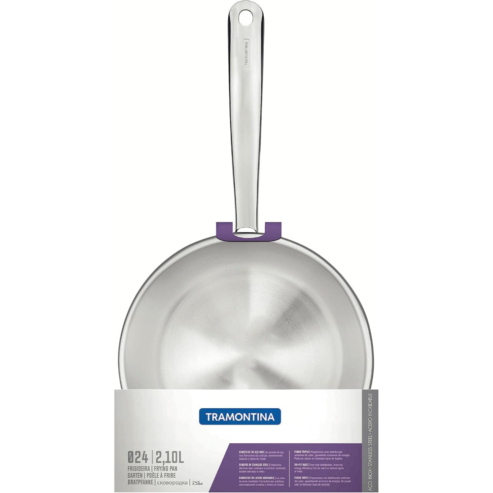 مقلاة ترامونتينا برازيل أونا 24 سم 2.1 لتر من الفولاذ المقاوم للصدأ مع قاعدة ثلاثية الطبقات