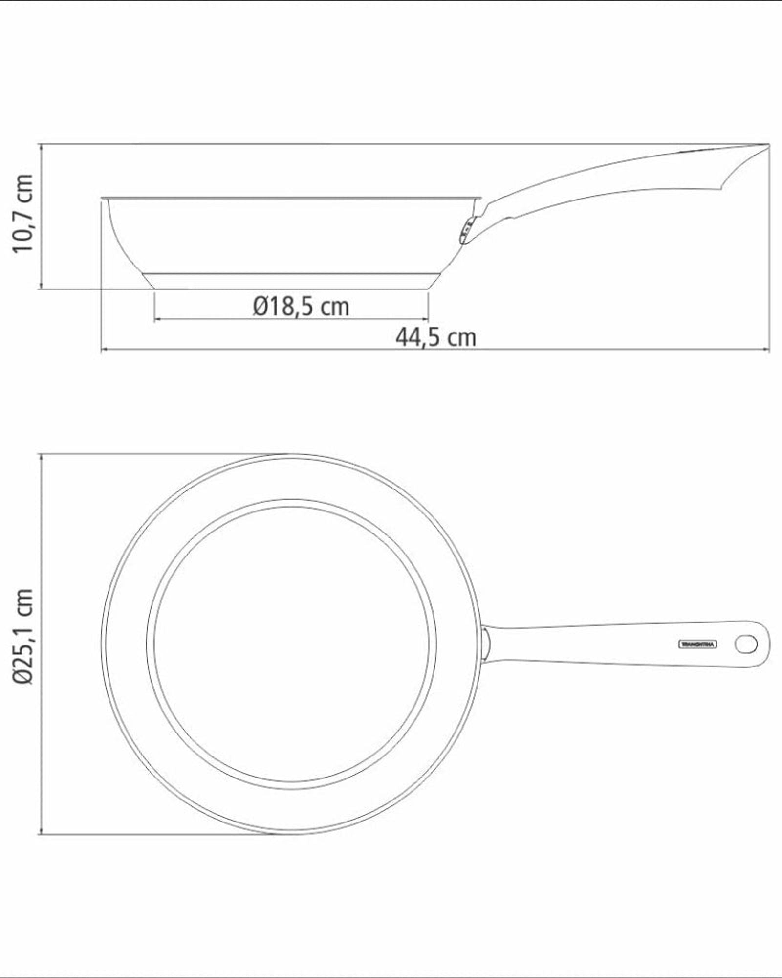 مقلاة ترامونتينا برازيل أونا 24 سم 2.1 لتر من الفولاذ المقاوم للصدأ مع قاعدة ثلاثية الطبقات