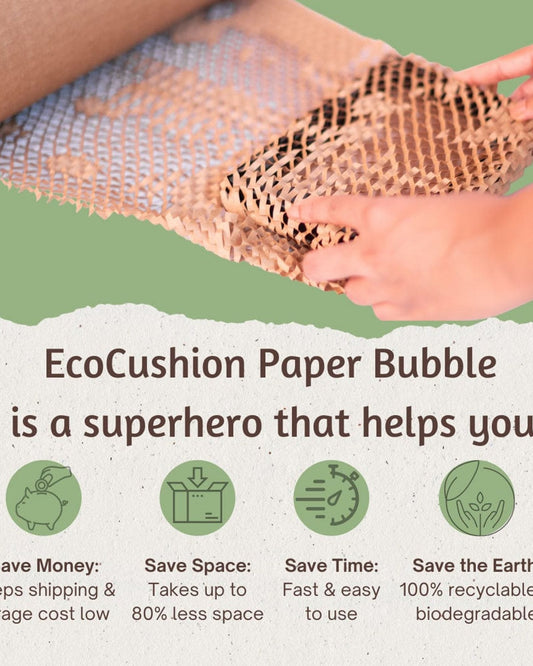 لفافة ورق تغليف EcoCushion | 50 مترًا × 15 بوصة | قابلة للتمدد حتى 75 مترًا