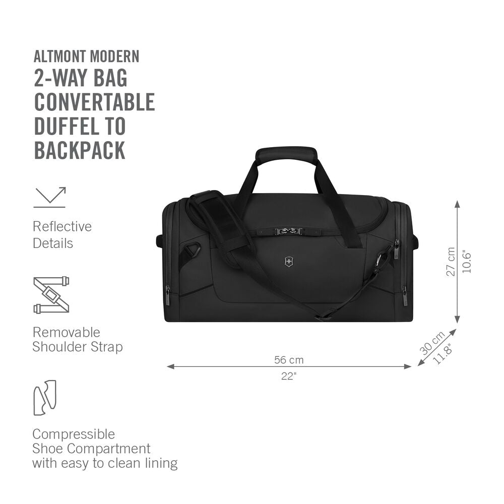Victorinox Altmont Modern 2-Way Duffle/Backpack Bag Black