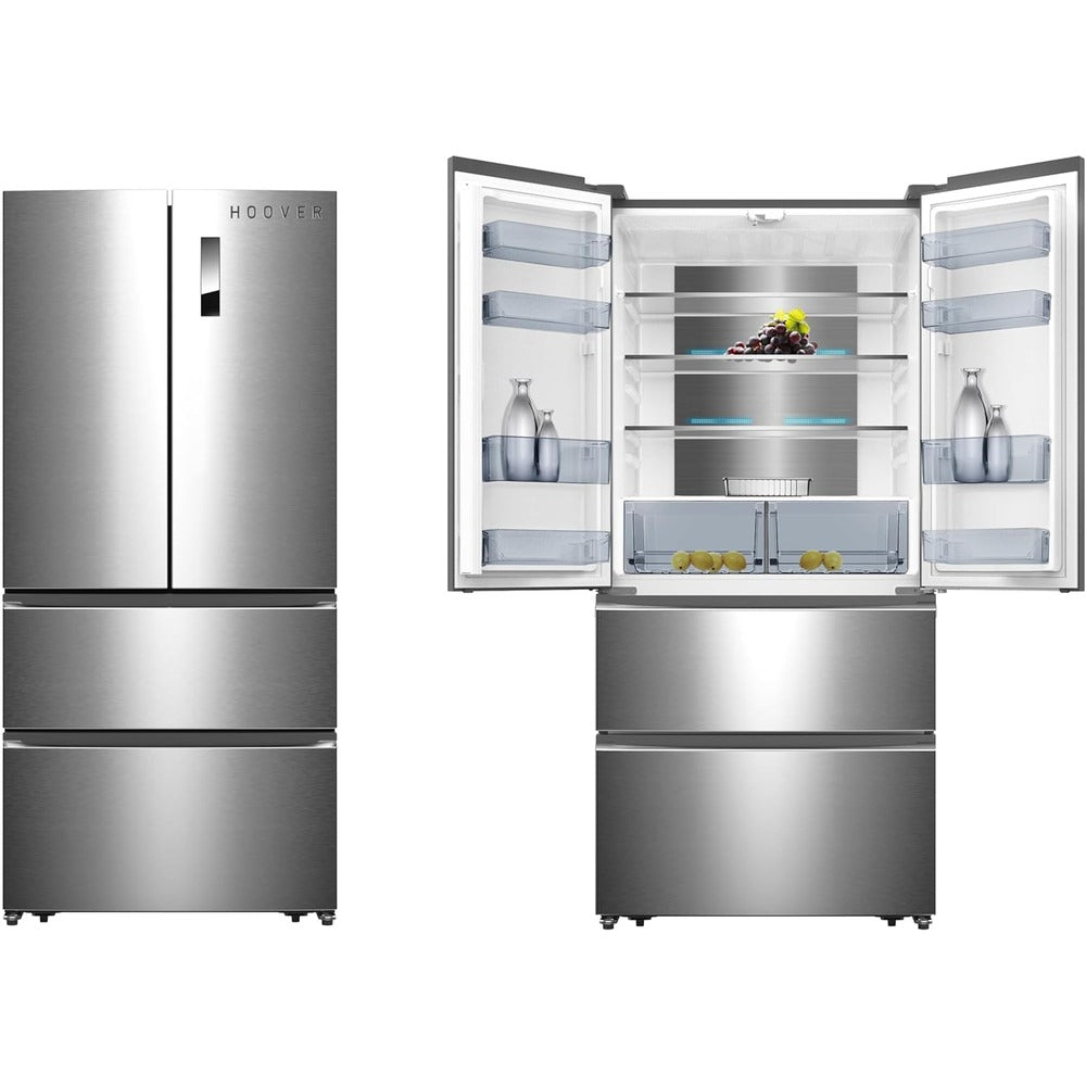 ثلاجة هوفر 670 لتر ببابين فرنسيين وضاغط عاكس