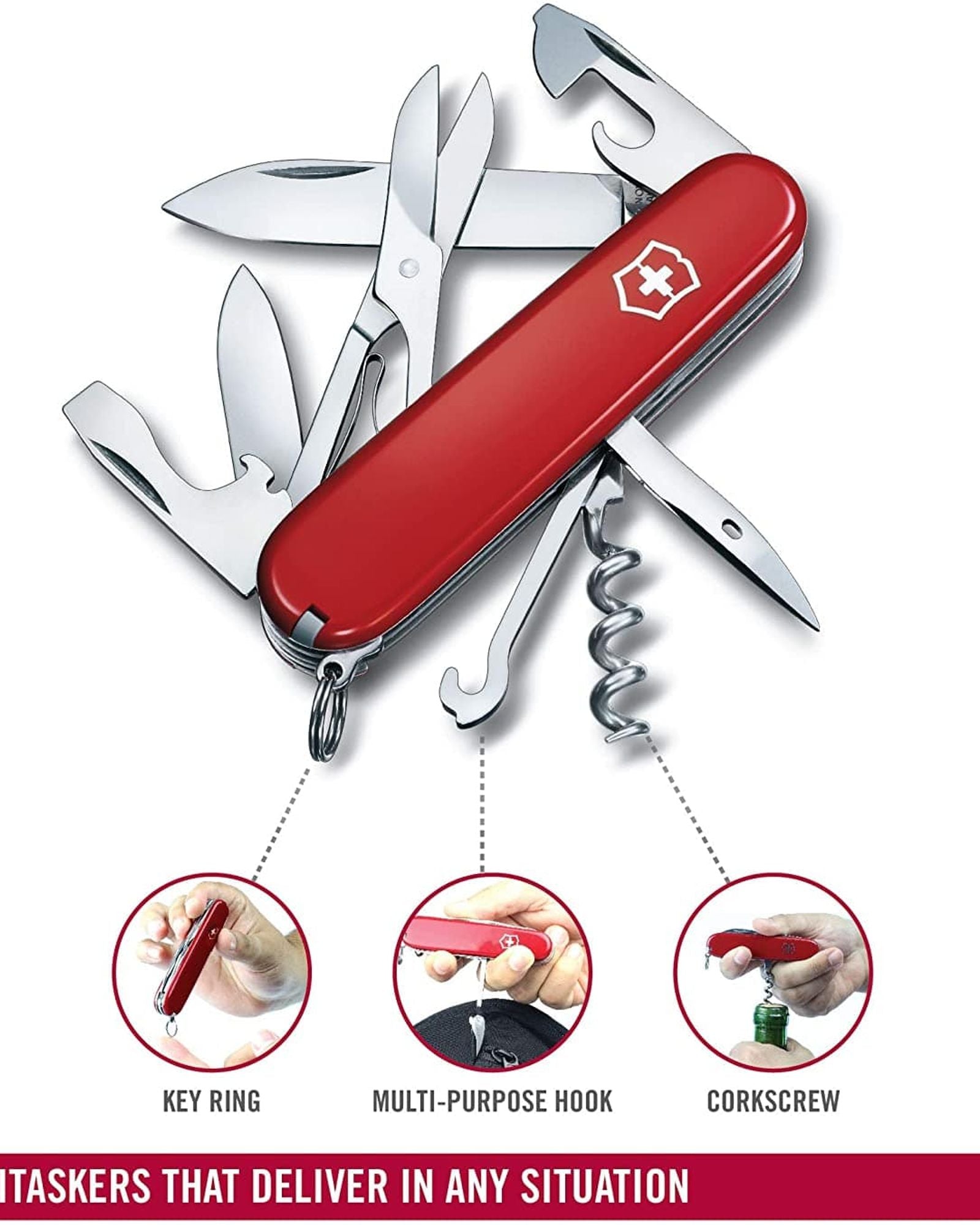 ساعة فيكتورينوكس سويس آرمي كلايمبر 91 مم حمراء مزودة بـ 14 وظيفة - 1.3703/B1