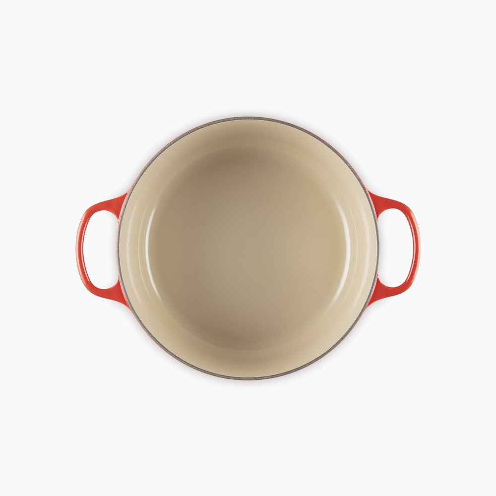 فرن فرنسي دائري من لو كروزيه، مقاس 28 سم، لون أحمر كرزي - 21177280602430