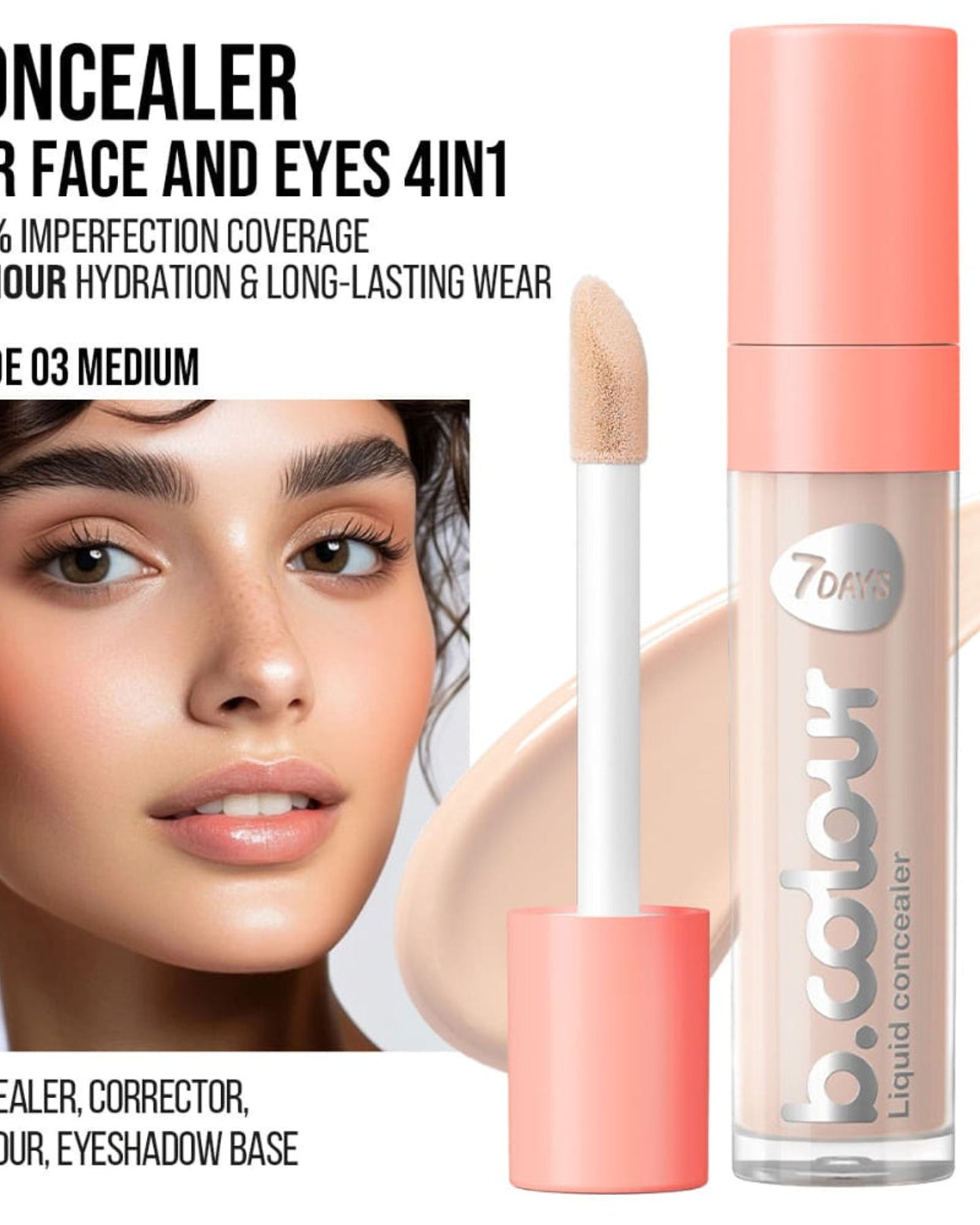 خافي عيوب الوجه والعينين 7DAYS B.COLOUR 03 متوسط