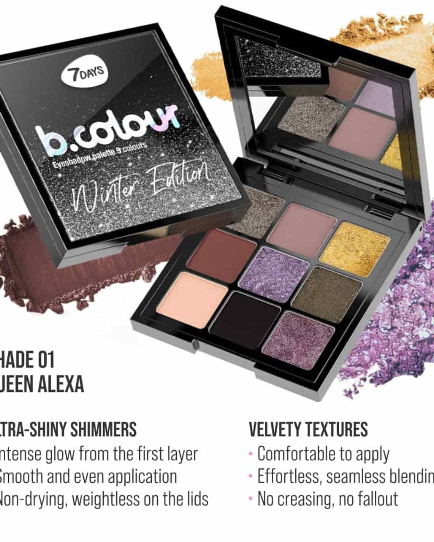 لوحة ظلال العيون 7DAYS B.COLOUR - 01 Queen Alexa Winter Edition