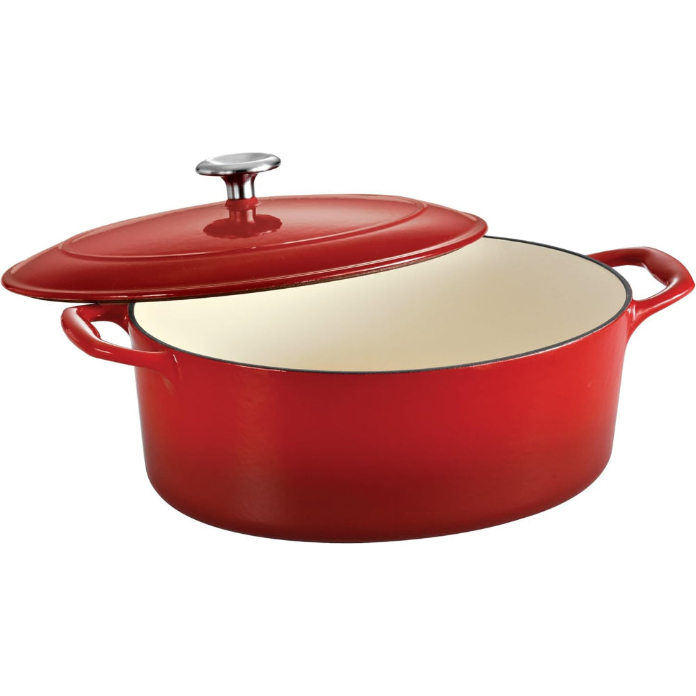 Tramontina Brazil Series 1000 7 Qt Red Enameled Cast Iron Covered Oval Dutch Oven