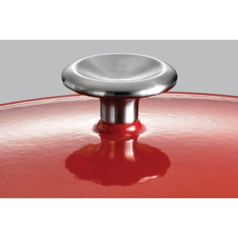 فرن هولندي بيضاوي الشكل من ترامونتينا برازيل سيريز 1000، سعة 7 كوارت، مطلي بالمينا الأحمر ومغطى بحديد الزهر