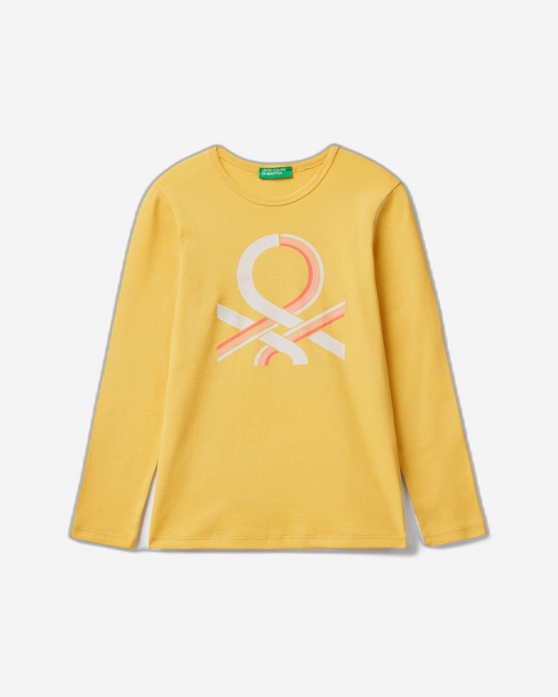 تي شيرت بأكمام طويلة مع طباعة لامعة