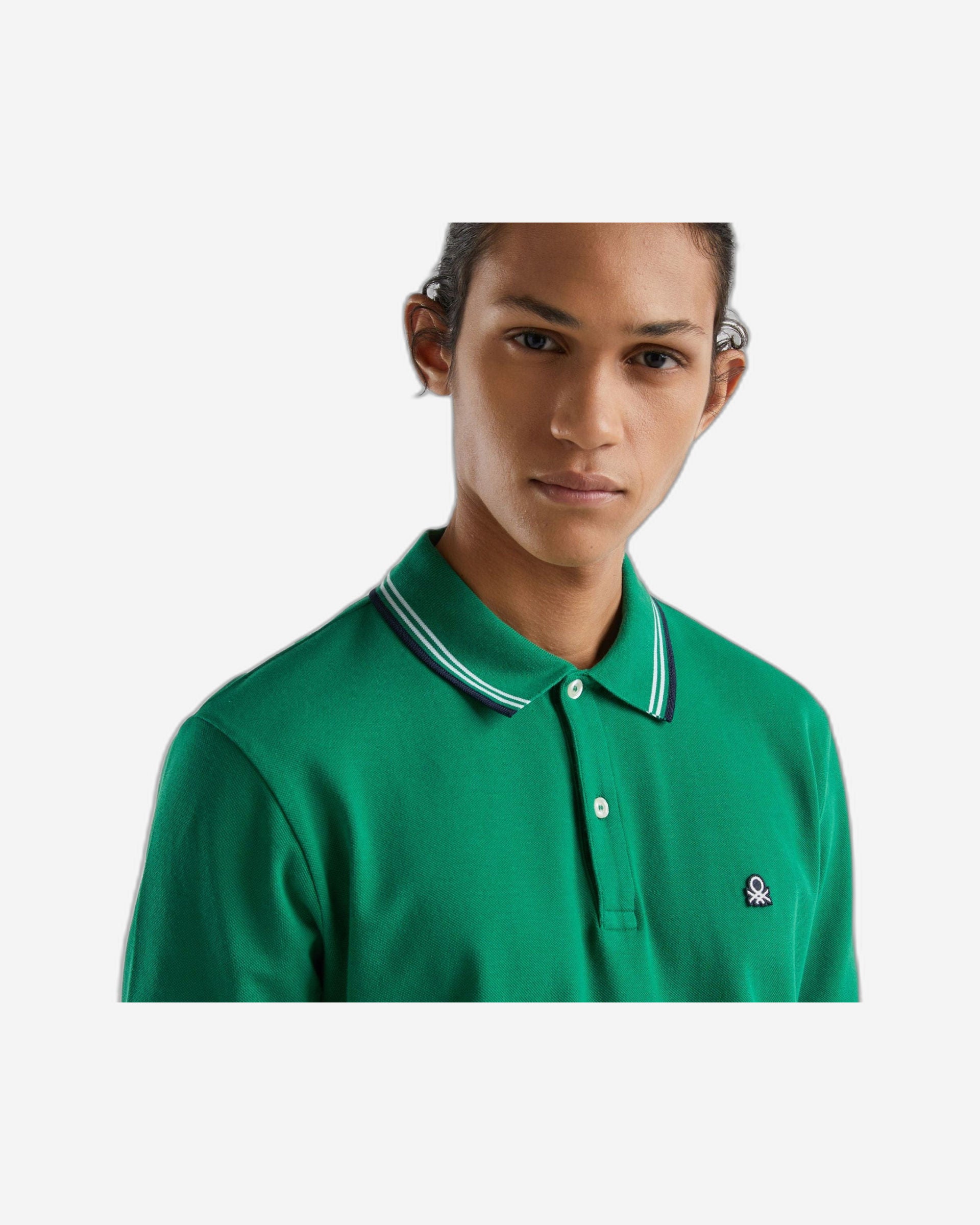 قميص بولو من القطن المطاطي بأكمام قصيرة