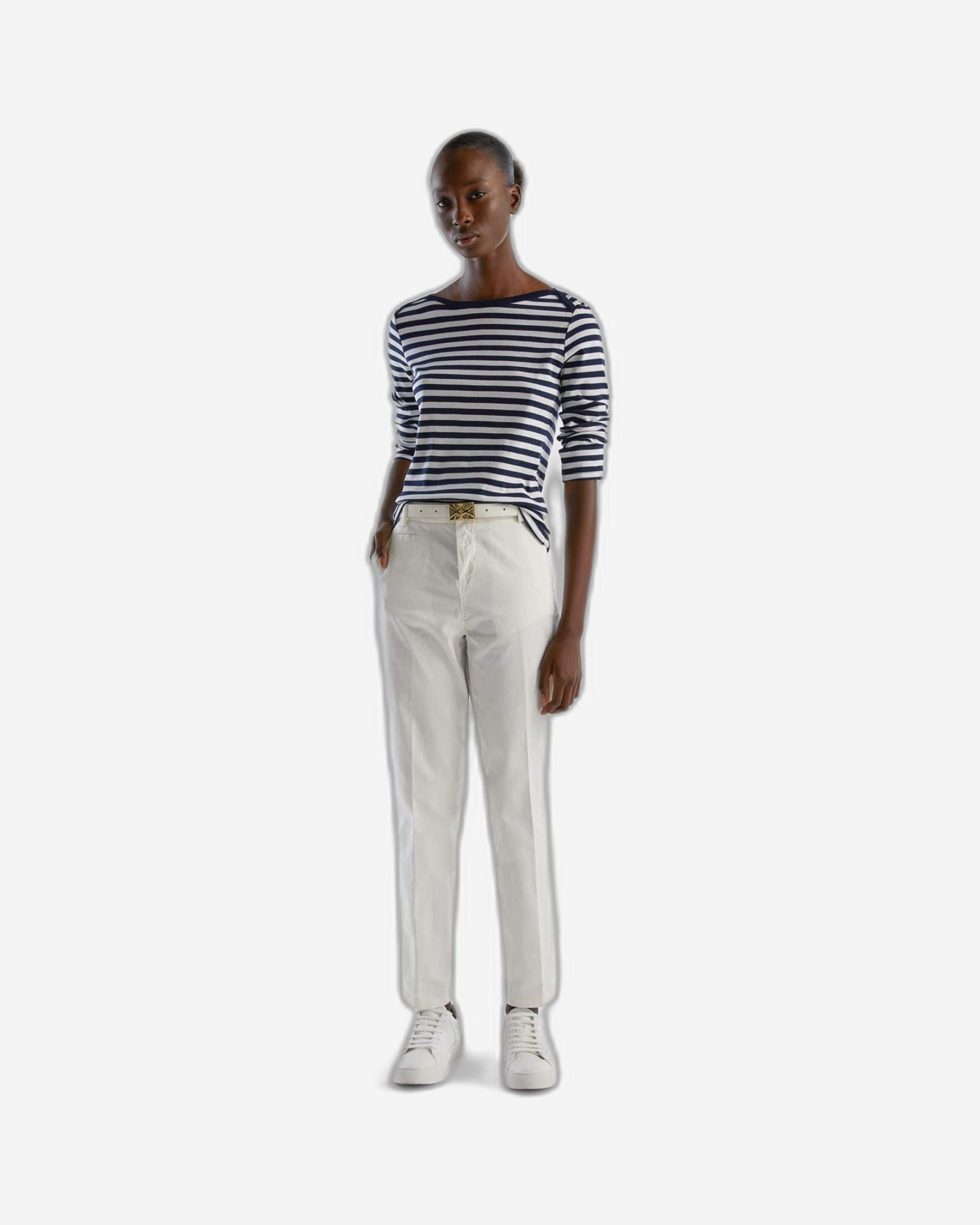 تي شيرت مخطط بأكمام 3/4 من القطن بنسبة 100%