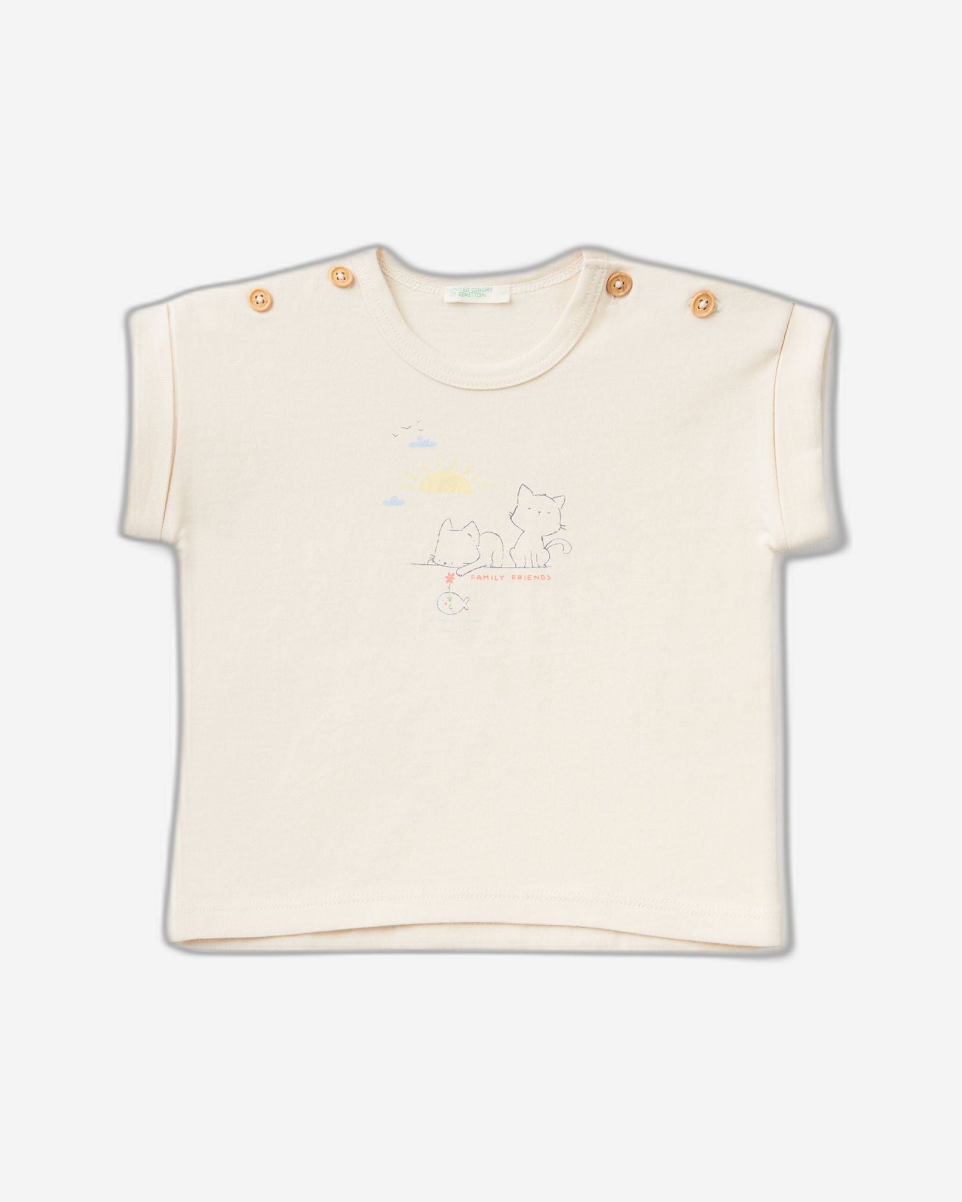 تي شيرت بأكمام قصيرة مع طباعة