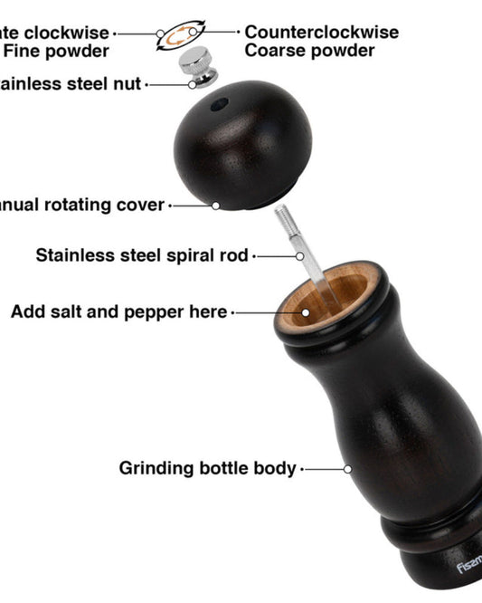 مطحنة ملح وفلفل من فيسمان على شكل صخرة، لون بني فاتح، طراز خشبي، 21 سم