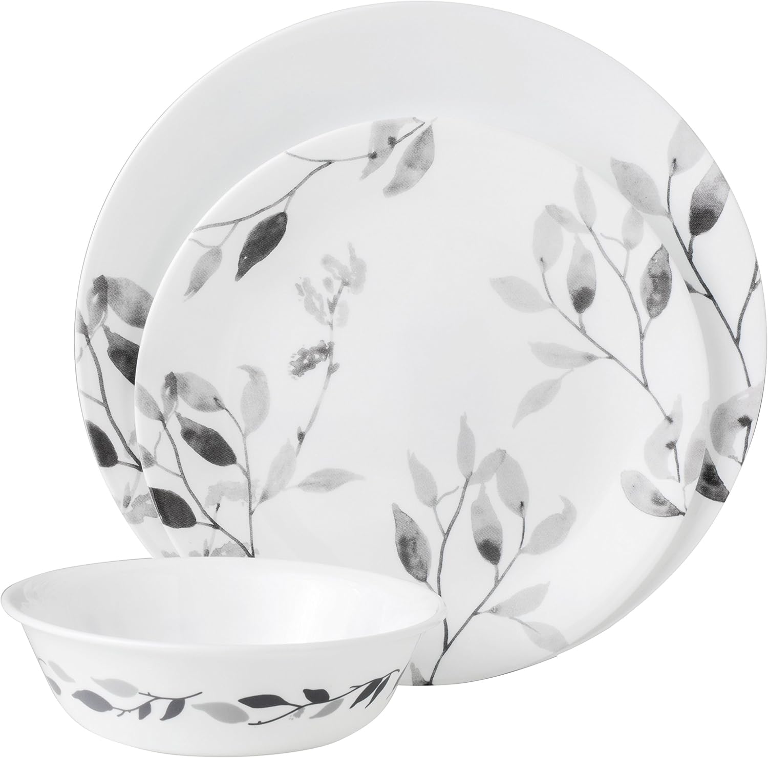 Corelle 12-Piece Vitrelle Misty Leaves Chip and Break Resistant Dinner Set (1126026)