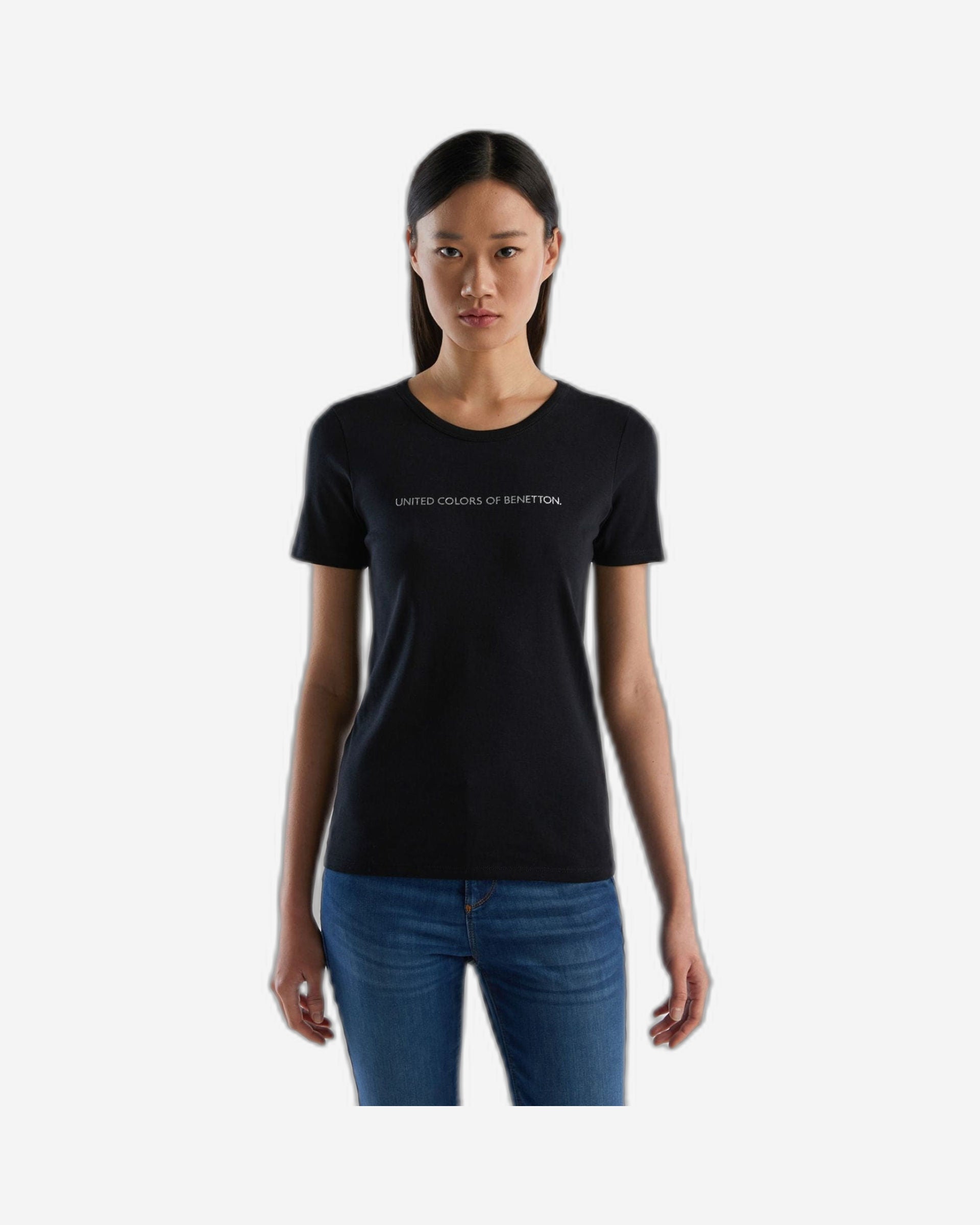 تي شيرت مصنوع من القطن بنسبة 100% مع شعار مطبوع لامع