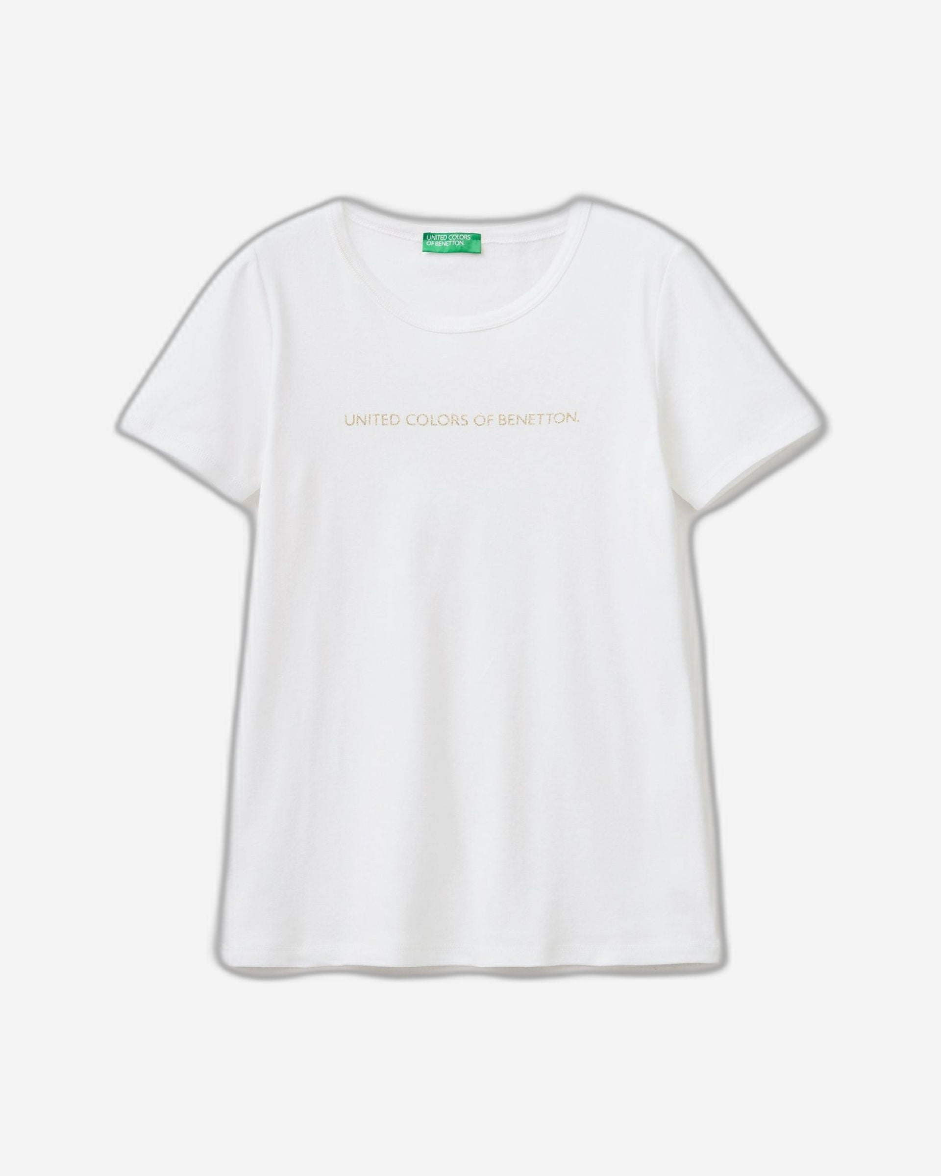 تي شيرت مصنوع من القطن بنسبة 100% مع شعار مطبوع لامع