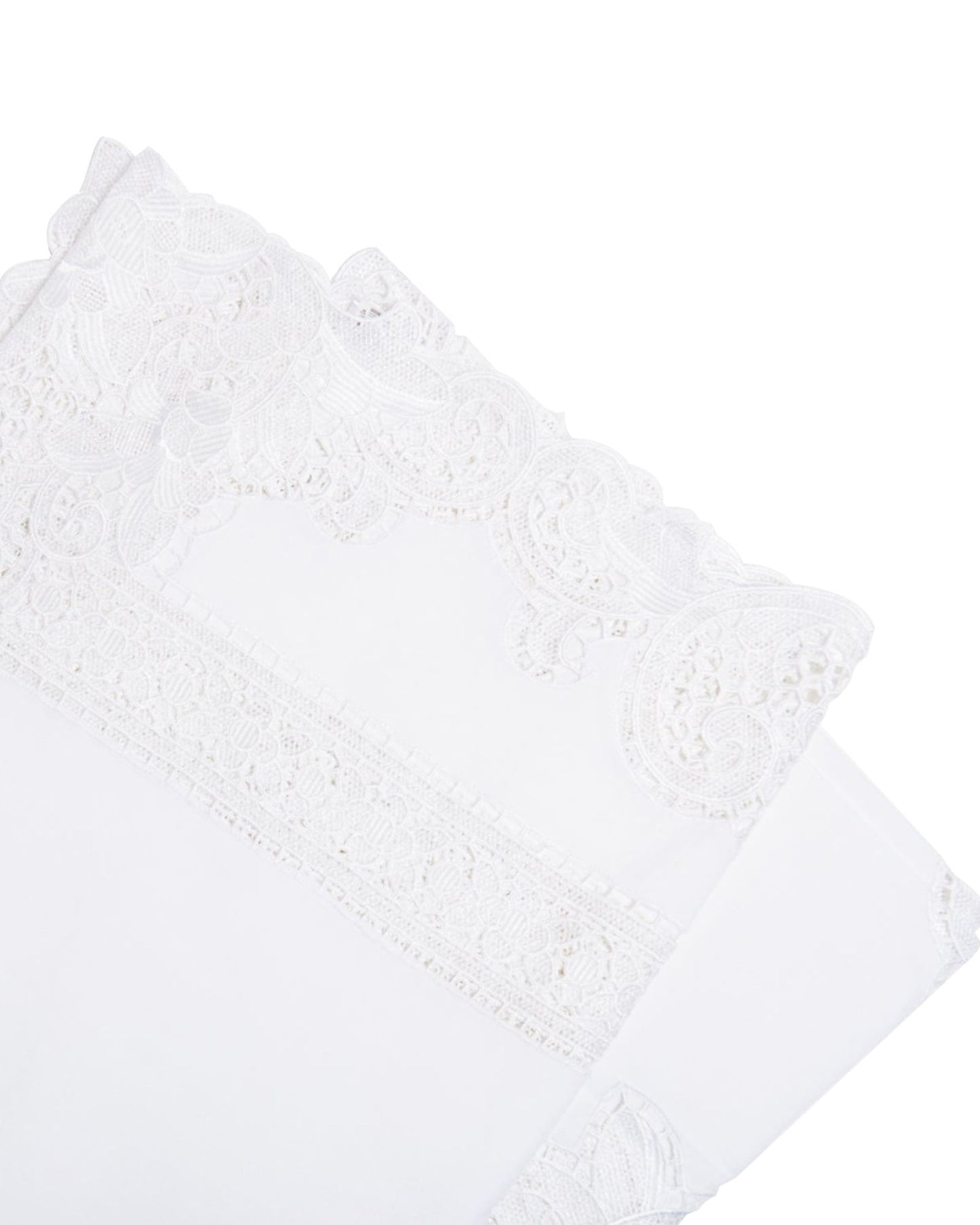 مفرش طاولة باراماونت بولي لينين أبيض ثقيل من الدانتيل