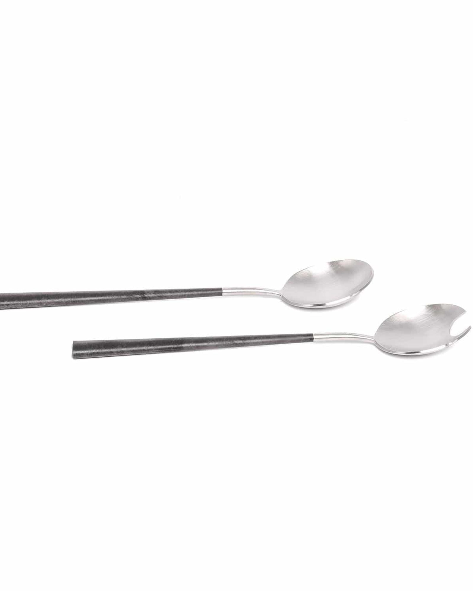 بيلو إينوكس نيو أسود مع فضي مصقول - طبق سلطة لشخصين - صندوق هدايا