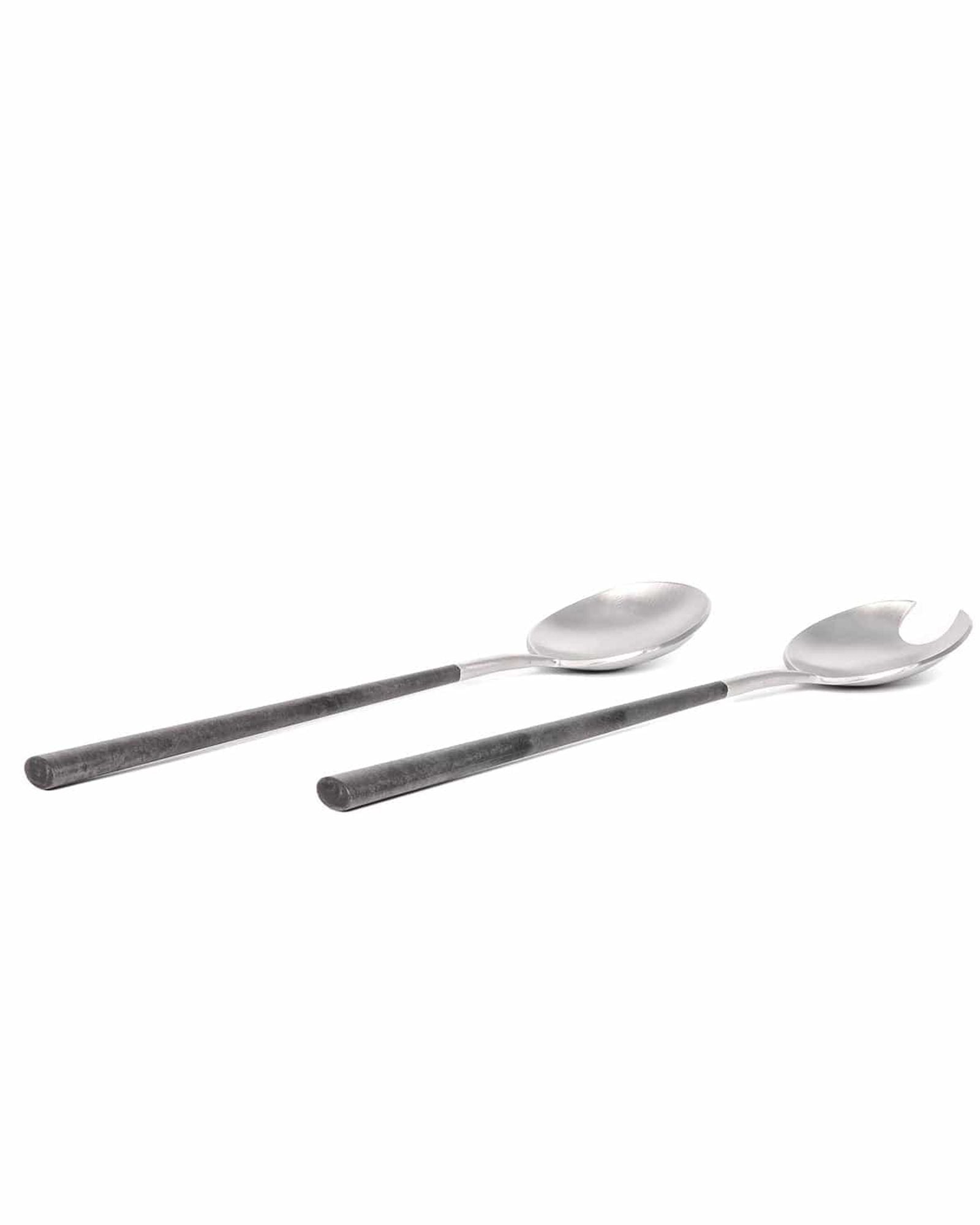 بيلو إينوكس نيو أسود مع فضي مصقول - طبق سلطة لشخصين - صندوق هدايا