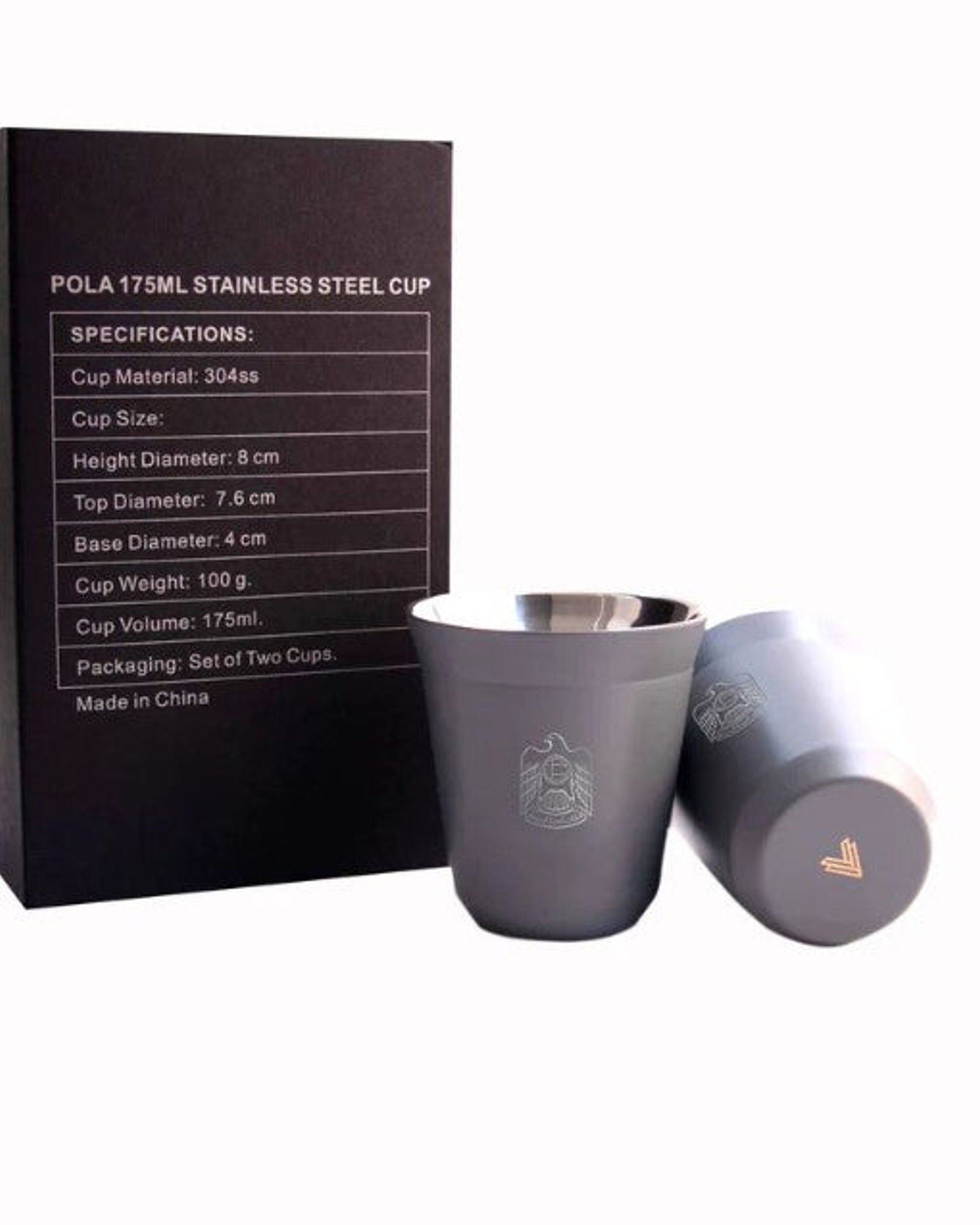 طقم أكواب روفاتي بولا الإمارات العربية المتحدة من الفولاذ المقاوم للصدأ، قطعتين - 175 مل