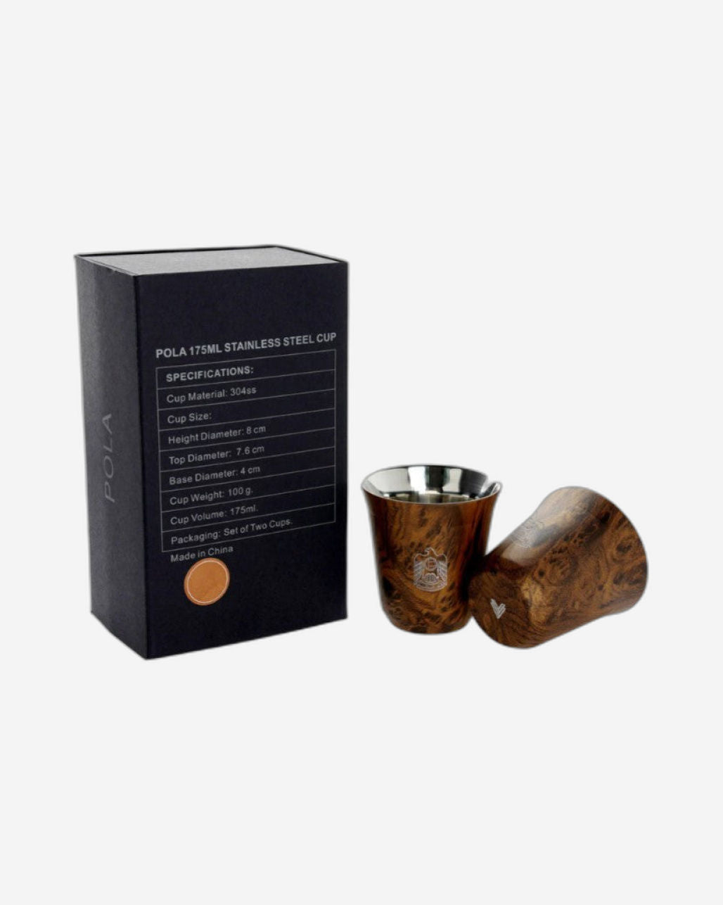 طقم أكواب روفاتي بولا الإمارات العربية المتحدة من الفولاذ المقاوم للصدأ، قطعتين - 175 مل