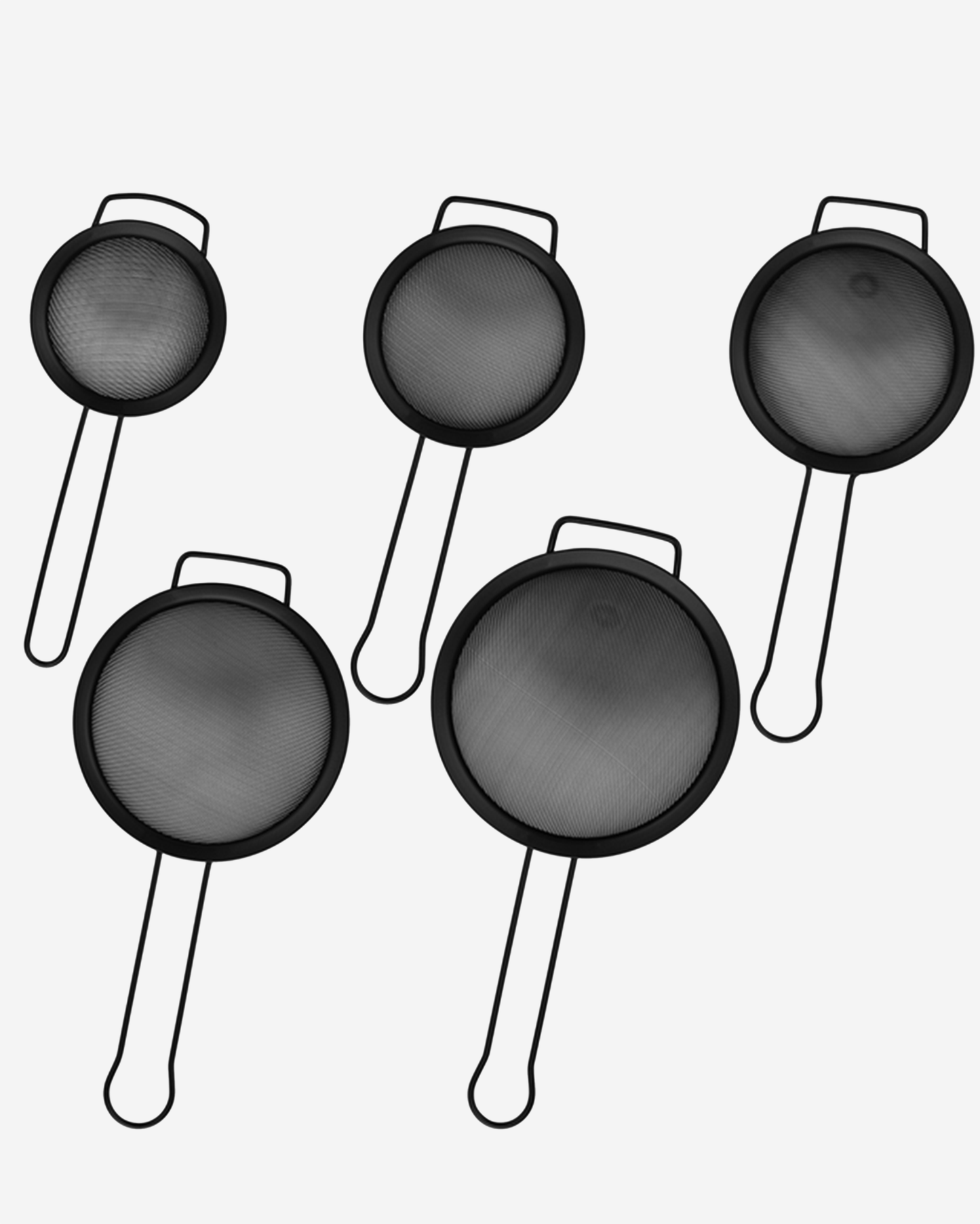 Fissman Fine Mesh Strainer Set Black 10cm, 12cm, 14cm, 16cm, 18cm 5 Piece