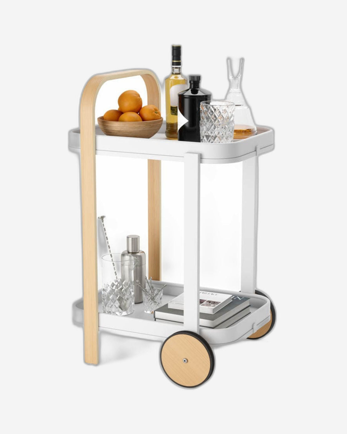 عربة بار/تقديم أومبرا بيلوود باللون الأبيض/الطبيعي