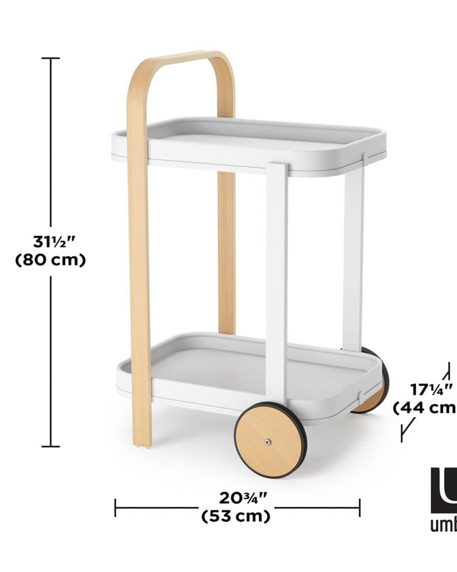 عربة بار/تقديم أومبرا بيلوود باللون الأبيض/الطبيعي