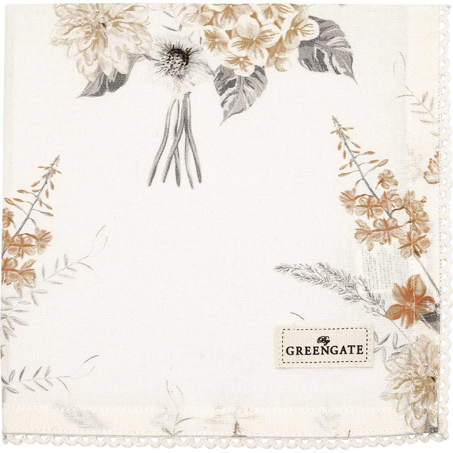 Greengate Estelle Napkin With Lace Estella White
