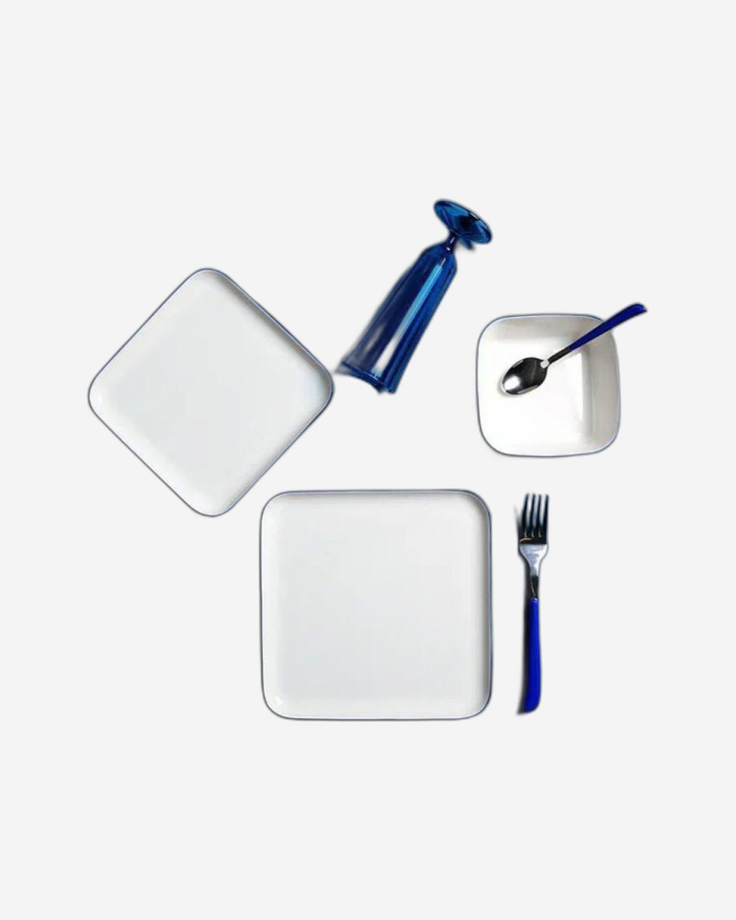 طقم عشاء بورلاند بلو سترايب، 18 قطعة