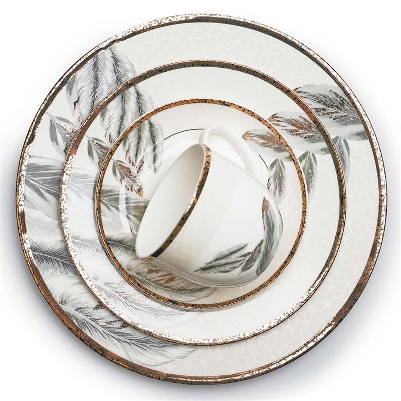 طقم عشاء نورديك دائري الشكل مكون من 24 قطعة