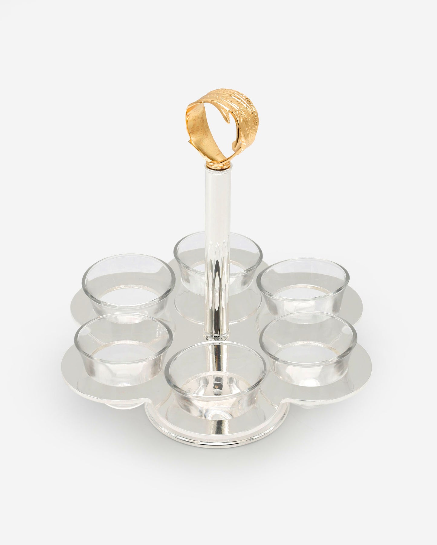 حامل بانتازلوس لستة فناجين قهوة عربية (مرفق) بمقبض بلمسة نهائية عتيقة