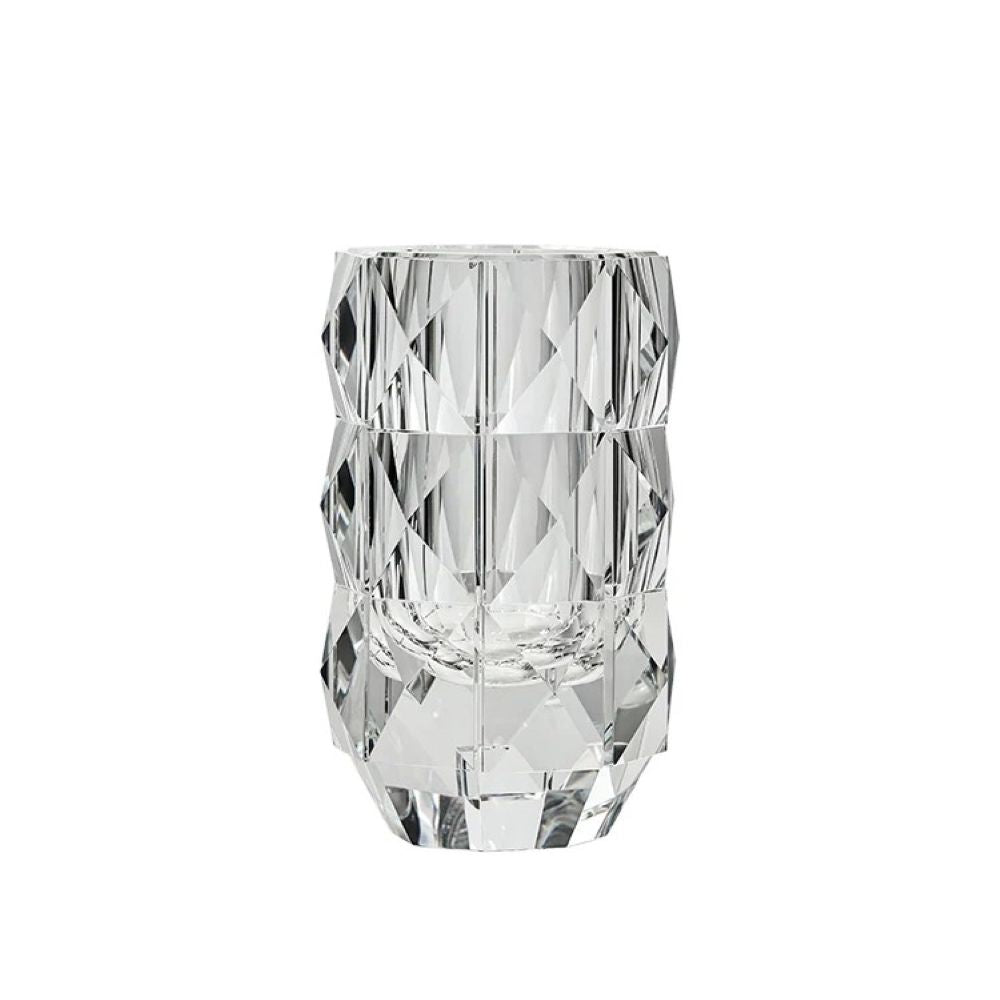 Winko Small Diamond Cut Round Vase 10cm Diamond X 16cm Handmade Lead Free K9 Crystal.