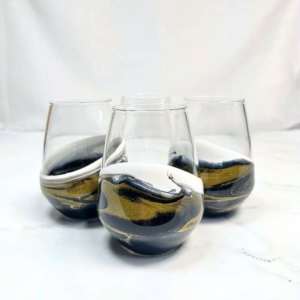 RESIN ACCENTED ENTERTAINING GLASSES - SET OF 4
