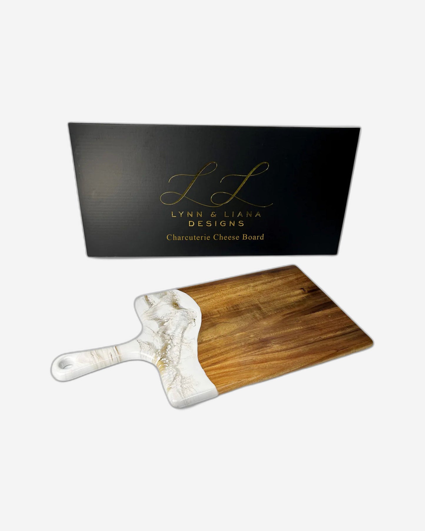 لوح لين وليانا متوسط الحجم من خشب الأكاسيا مع لمسات من الراتنج - فضي