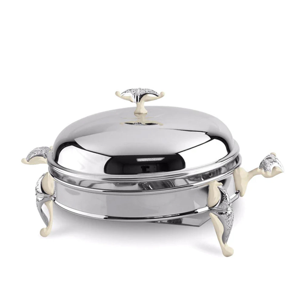 MALAIKA SS 2.5 LT. ROUND WARMER PEARL & CHROME ACCENTS