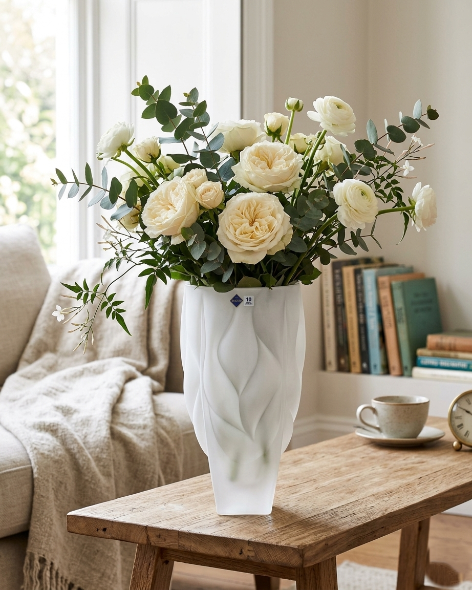Bohemia Bamboo Vase Type 2 Non Lead With White Satin