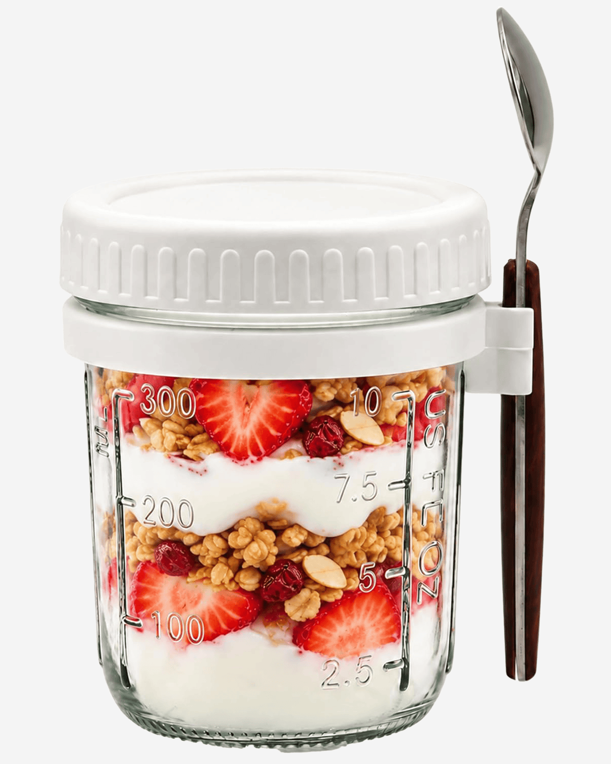 Cuisine Art Overnight Oats Jar with Spoon Clear & White – 475ml