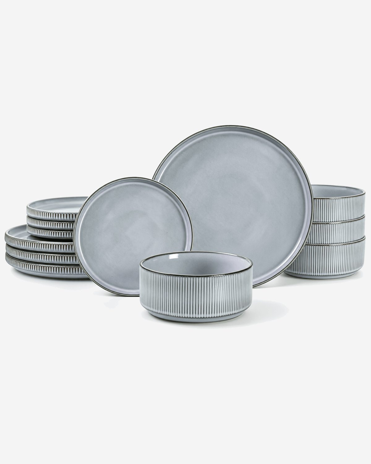 Cuisine Art BAV 12-Piece Stoneware Dinner Set Ash Grey