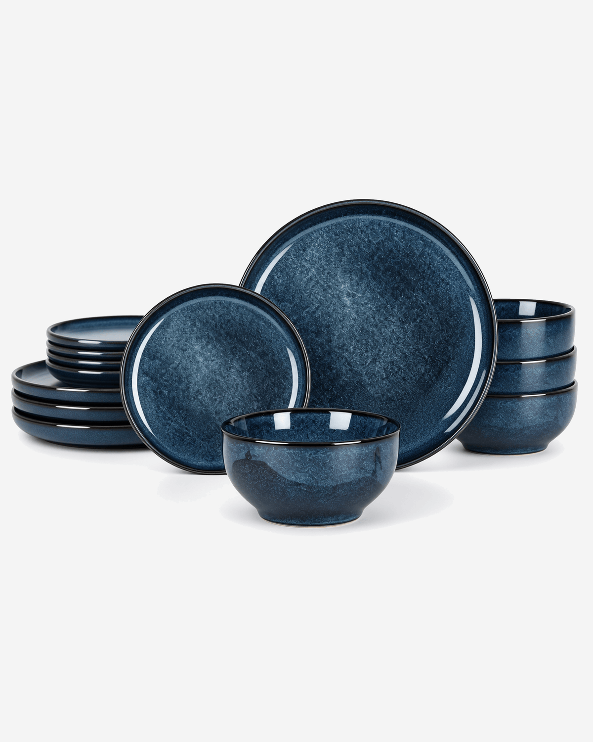 Cuisine Art RAH 12-Piece Stoneware Dinner Set Marble Blue