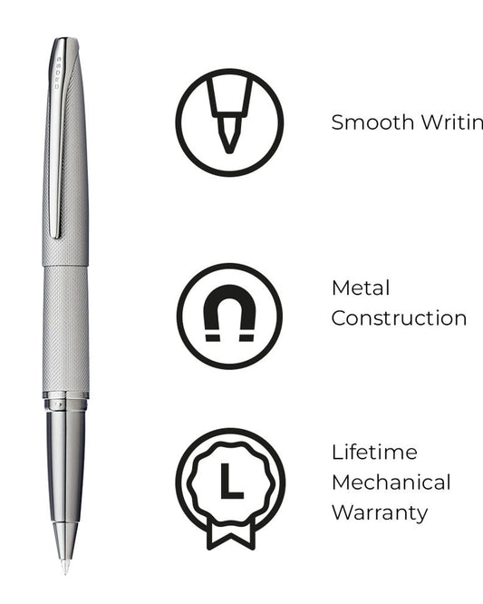 قلم حبر جاف Cross Atx® Titanium Grey Pvd بنمط ماسي محفور مع قلم حبر جاف مصقول Titanium Grey Pvd Appointments Selectip® - 885-46