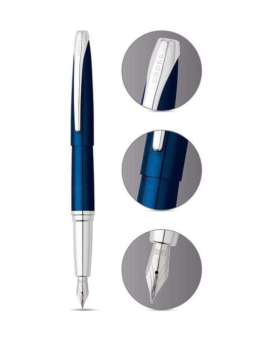 قلم حبر كروس أ.تي.اكس مطلي باللون الأزرق الشفاف