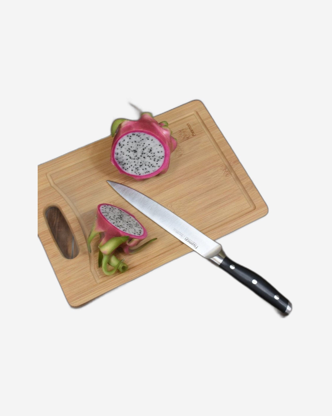 سكين تقطيع فيسمان من الفولاذ المقاوم للصدأ مع طلاء غير لاصق أسود/فضي 8 بوصة