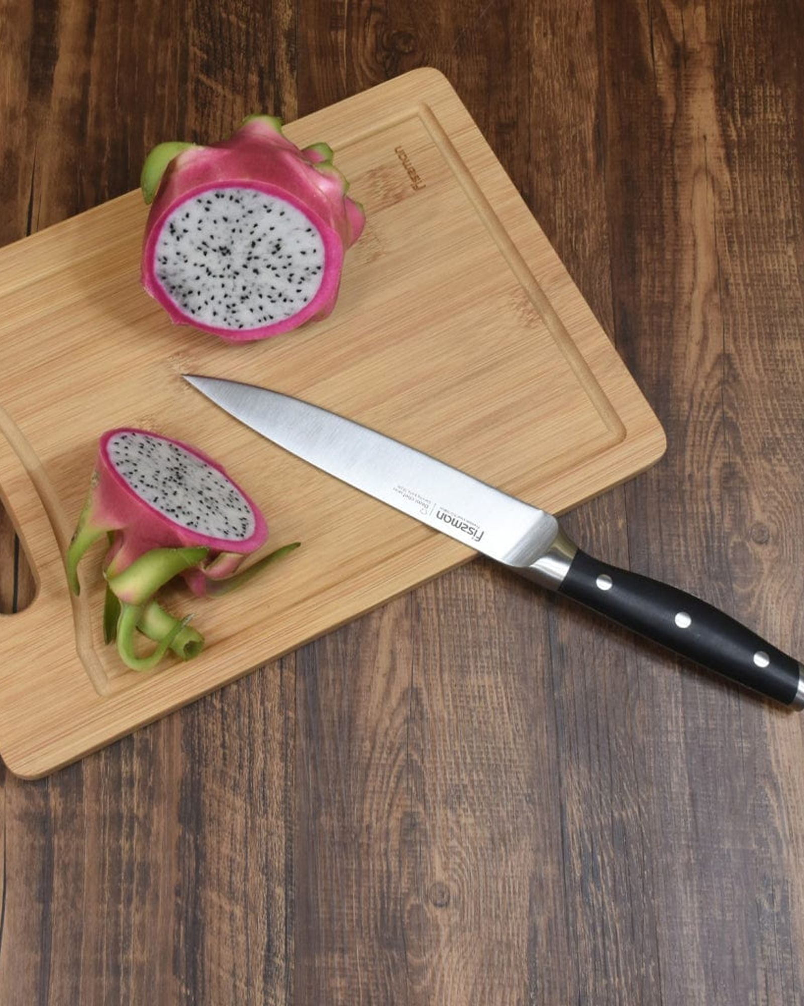 سكين تقطيع فيسمان من الفولاذ المقاوم للصدأ مع طلاء غير لاصق أسود/فضي، 7 بوصات